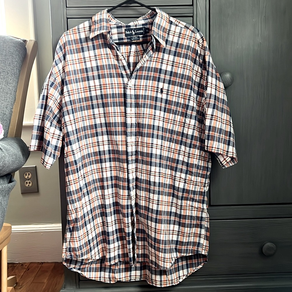 NWOT - Ralph Lauren short sleeve button down. size XL plaid, like new